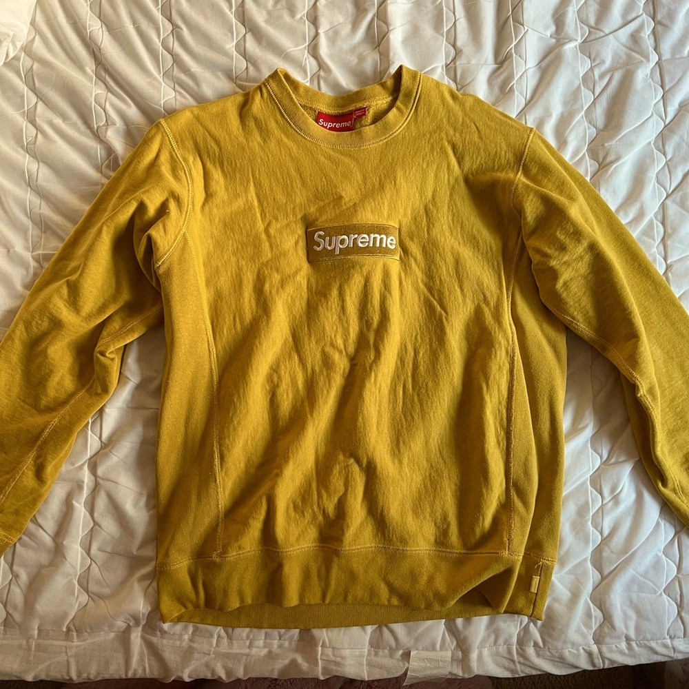 Supreme sweatshirt varsity mens small yellow gold color